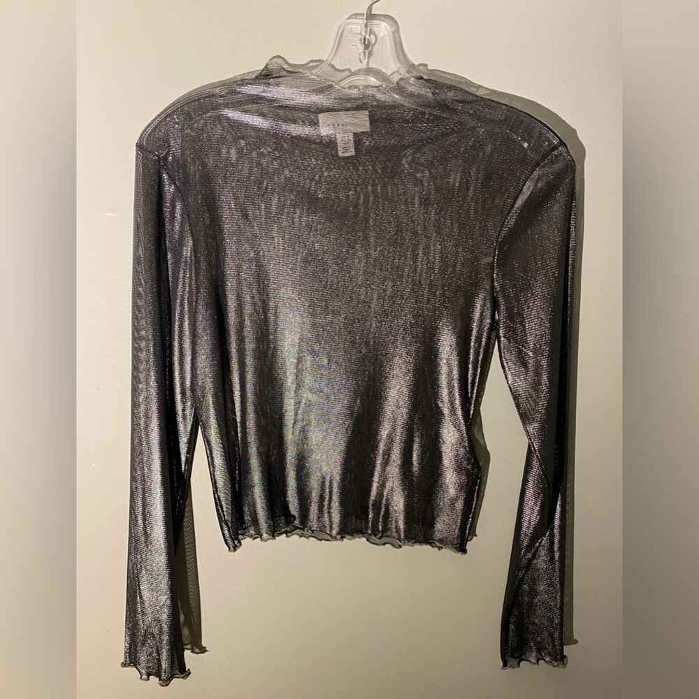 TOPSHOP - silver mesh Longsleeve top